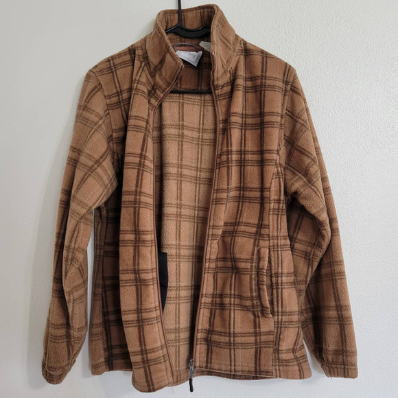 cg l cg Windowpane Plaid Full Zip Long Sleeve Fleece Jacket - Picture 3 of 6